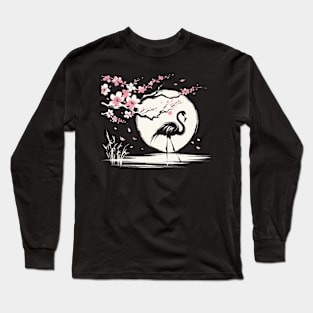 Kawaii Cool Retro Flamingo Japan Style Funny Flamingo Long Sleeve T-Shirt